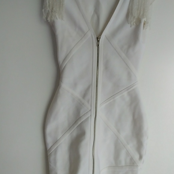 Unbranded Bandage Dress White Beaded Flapper - Picture 6 of 6